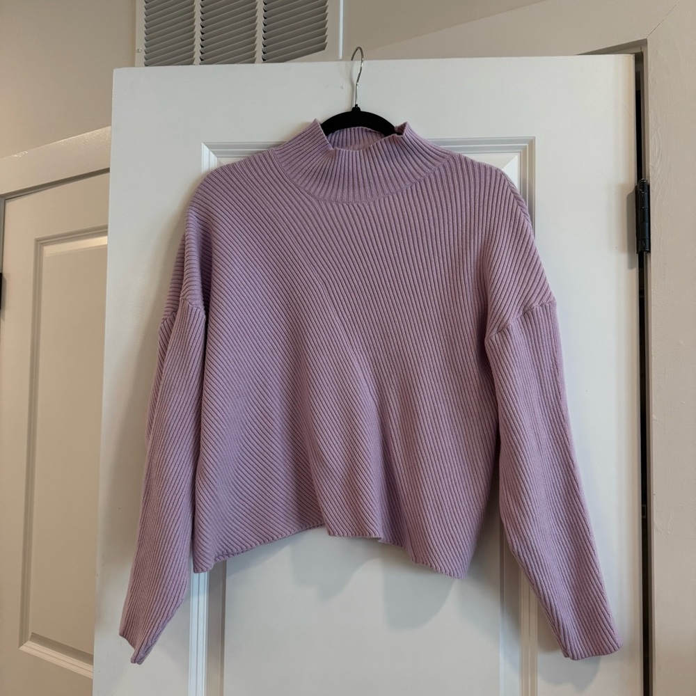 Maeve Lilac Ribbed Turtleneck Sweater. Size XS